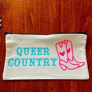 Queer Country Woven Zipper Pouch with Hot Pink and Blue